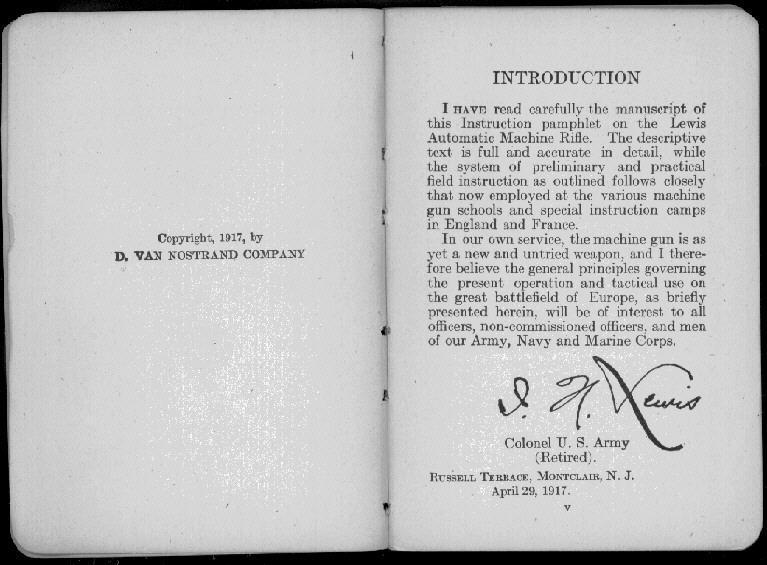 van Nostrands Lewis Gun Manual, scan 4 of 105